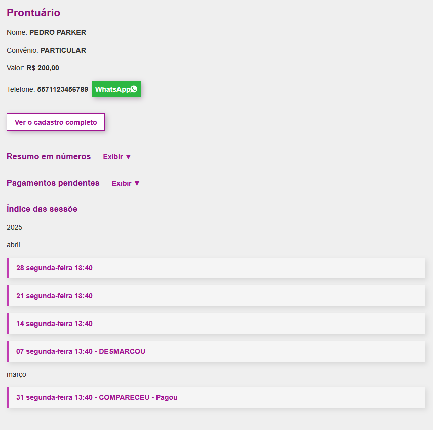 Prontuário eletrônico completo para acompanhamento de histórico de pacientes
