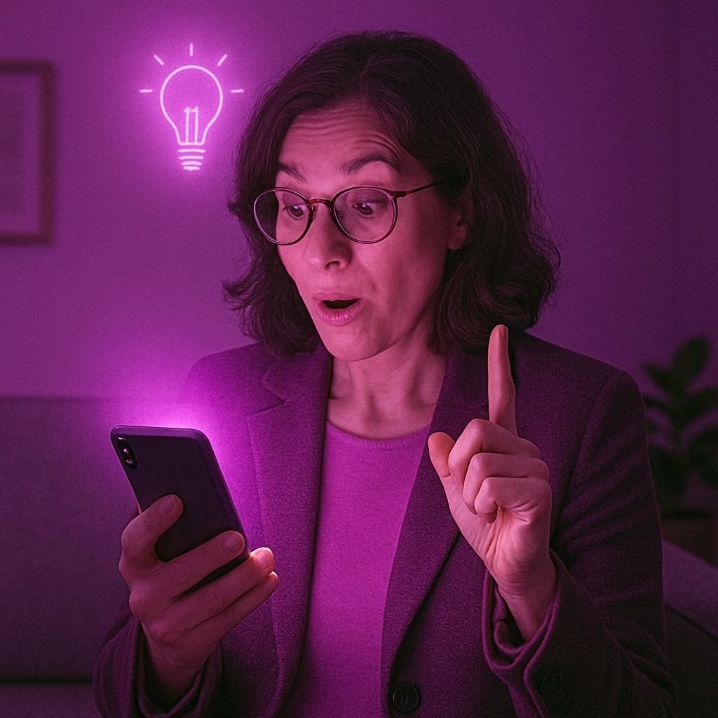 Foto de uma psicóloga tendo um insight sobre o seu trabalho